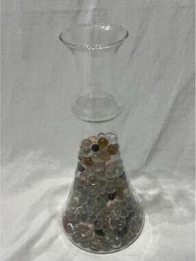 glass carafe/vase filled with decorative glass Marbles